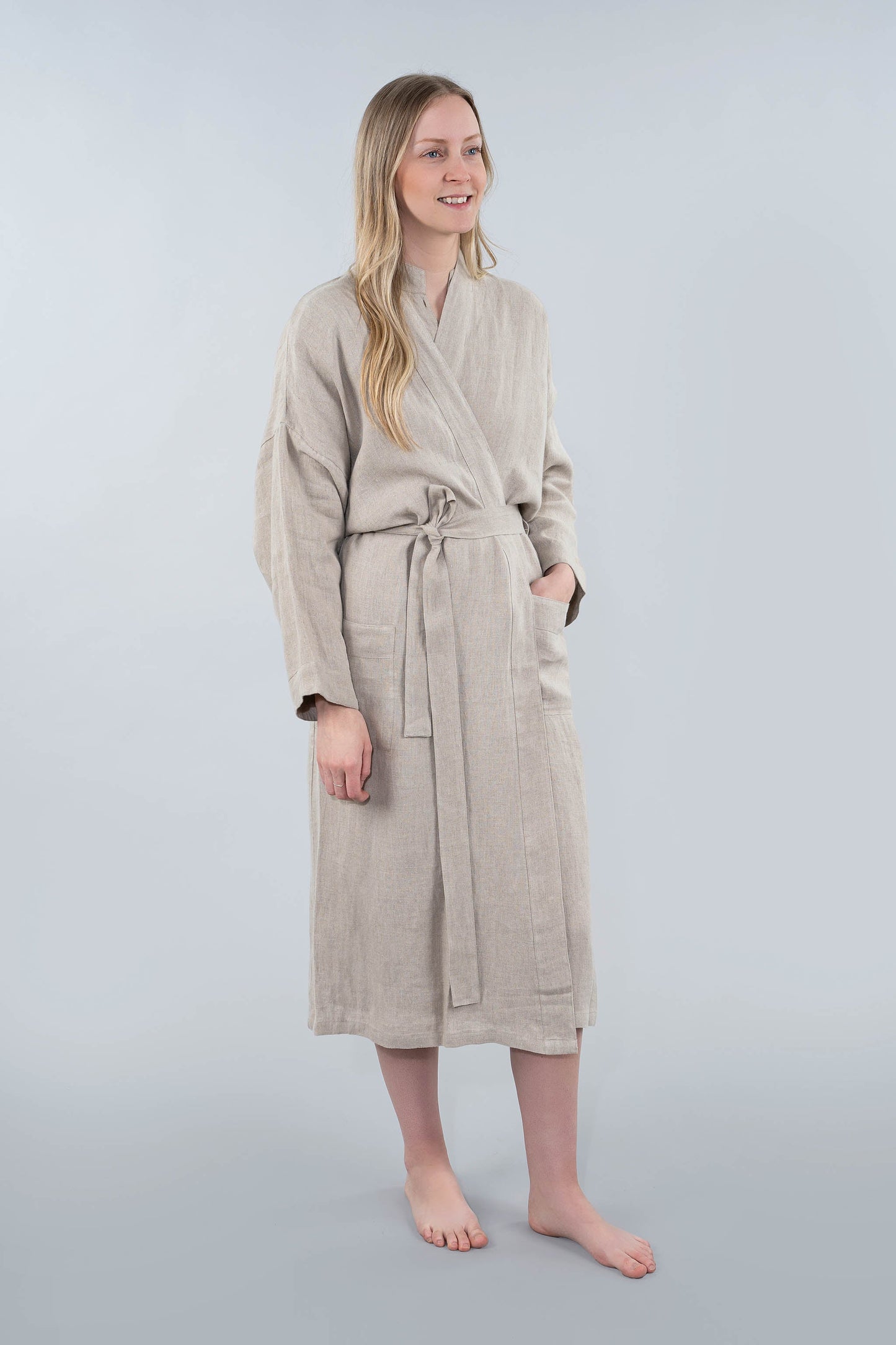 Natural Linen Robe - RobesIndabaMisiyo Candle Co
