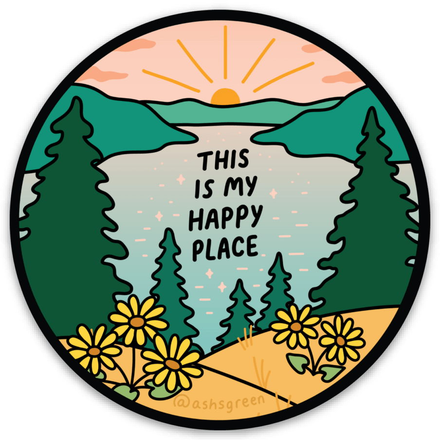 Nature Vinyl Sticker | "this is my happy place" - StickersAshleigh Green StudiosMisiyo Candle Co