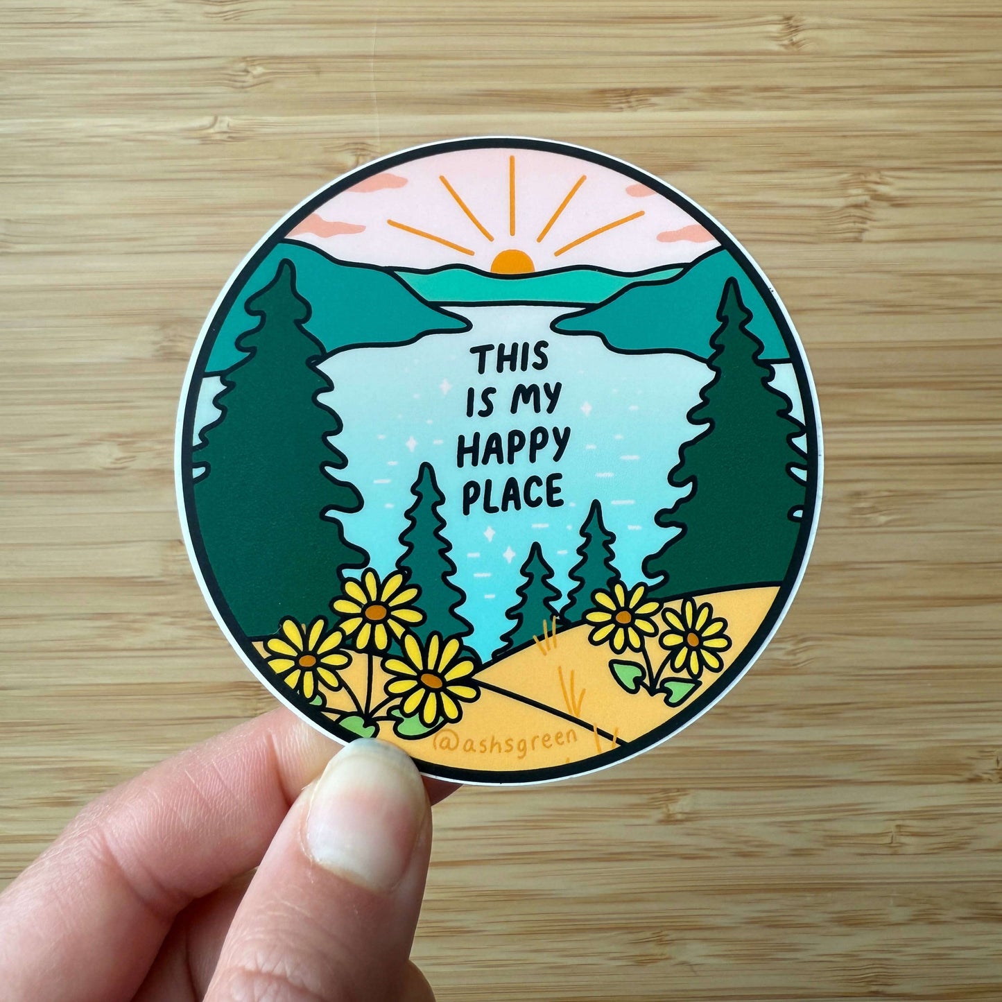 Nature Vinyl Sticker | "this is my happy place" - StickersAshleigh Green StudiosMisiyo Candle Co