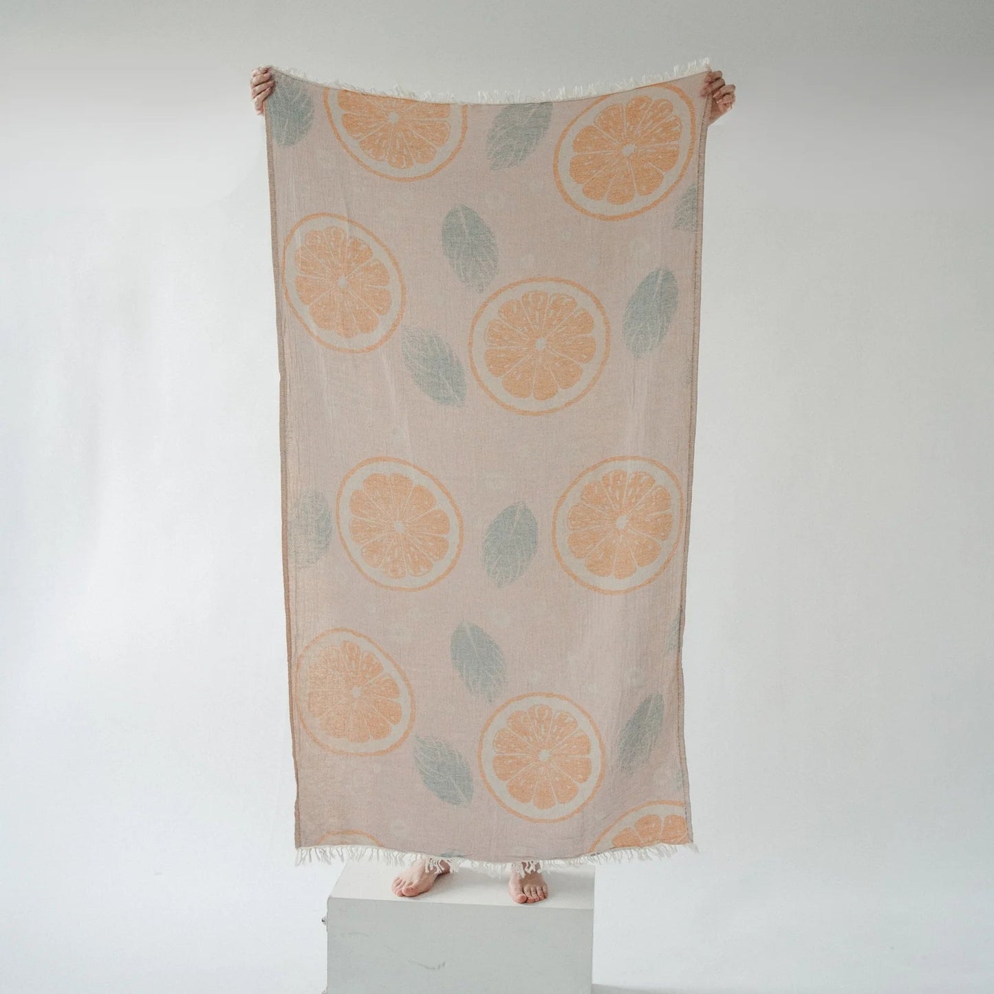 Orange & Leaf Turkish Cotton Towel - TowelsPokolokoMisiyo Candle Co