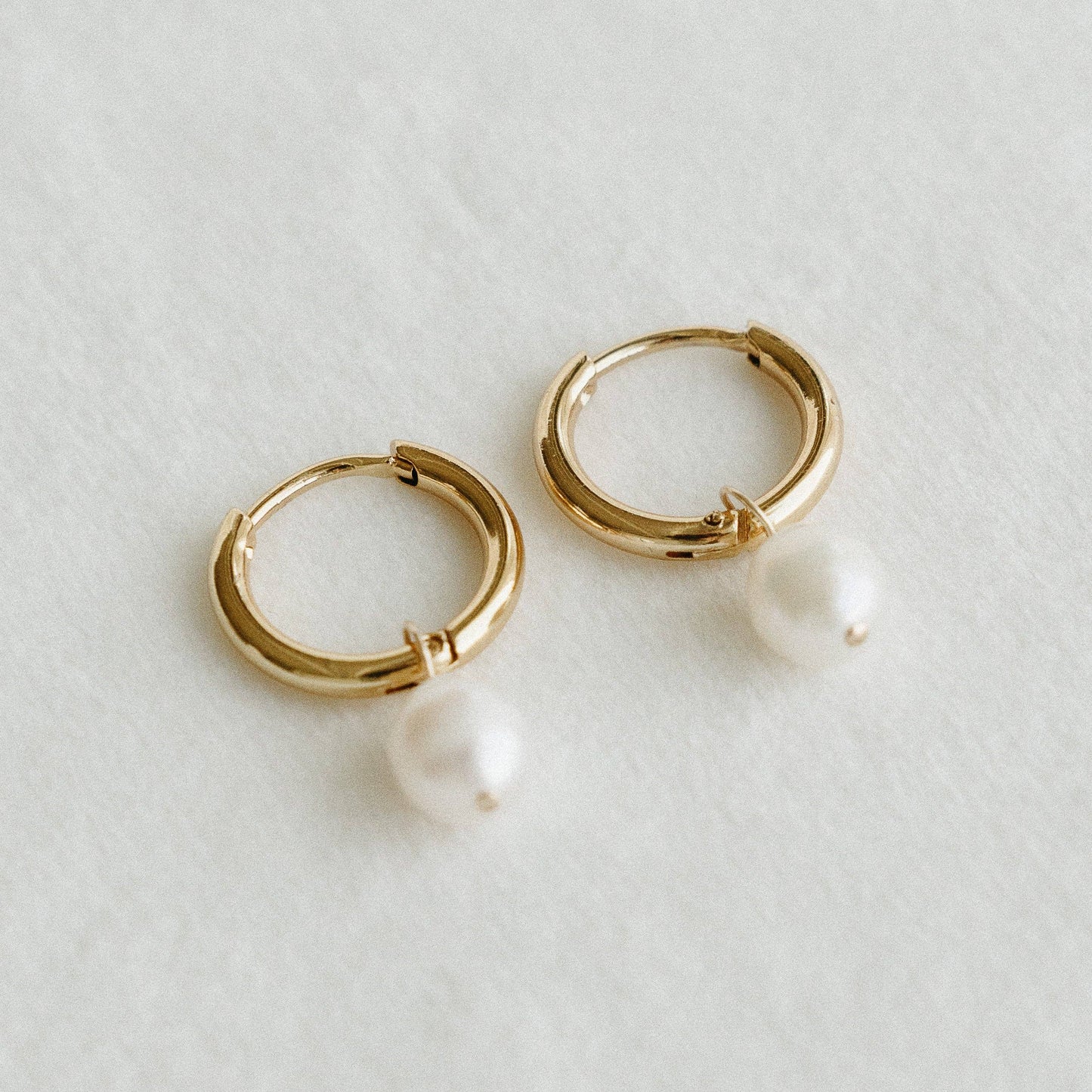 Pearl Hoop Earrings - EarringsPETITE GOLDMisiyo Candle Co