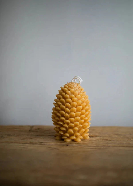 pinecone beeswax pillar candle