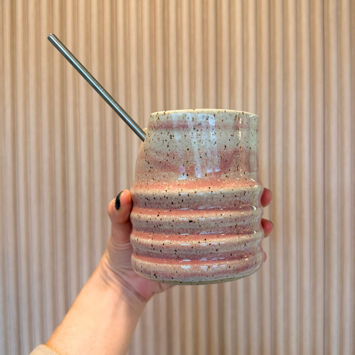 Pink Glazed Straw Cup | handcrafted ceramics - PotteryCeramics By StephCBS-0049Misiyo Candle Co