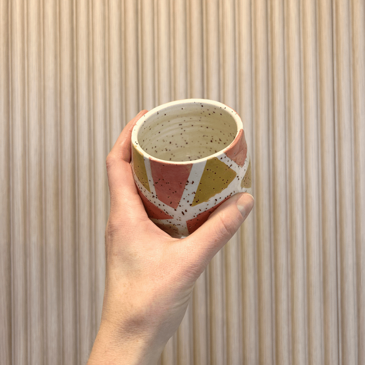 Pink + Ochre Prism Tumbler | handcrafted ceramics - PotteryLA PurkisMisiyo Candle Co