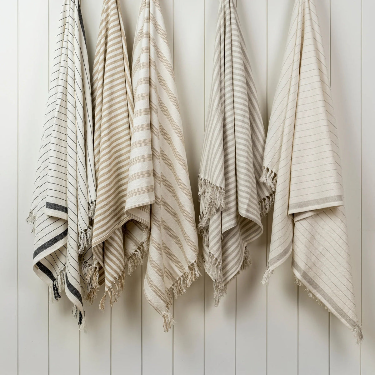 Pinstripe Hammam Bath Towel | Stone - TowelsIndabaMisiyo Candle Co
