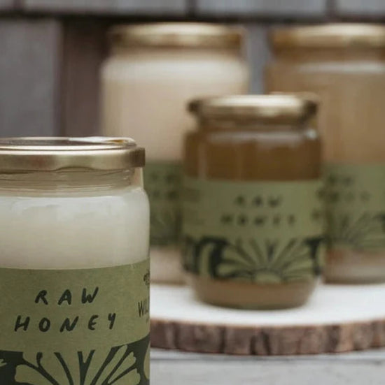 raw honey jar from wild hive apiary