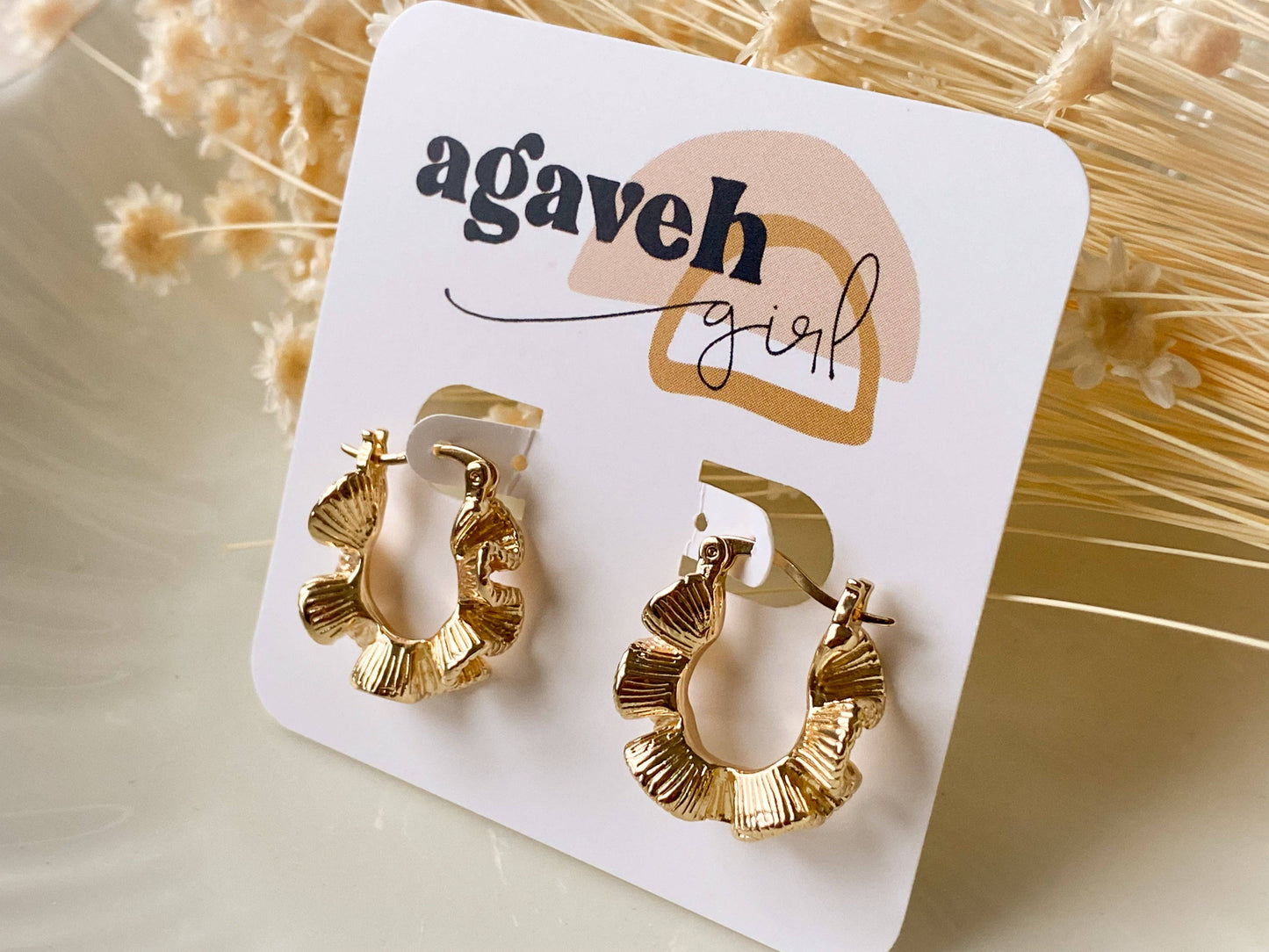 Ruffle Gold Hoop Earrings - EarringsAgaveh girlMisiyo Candle Co