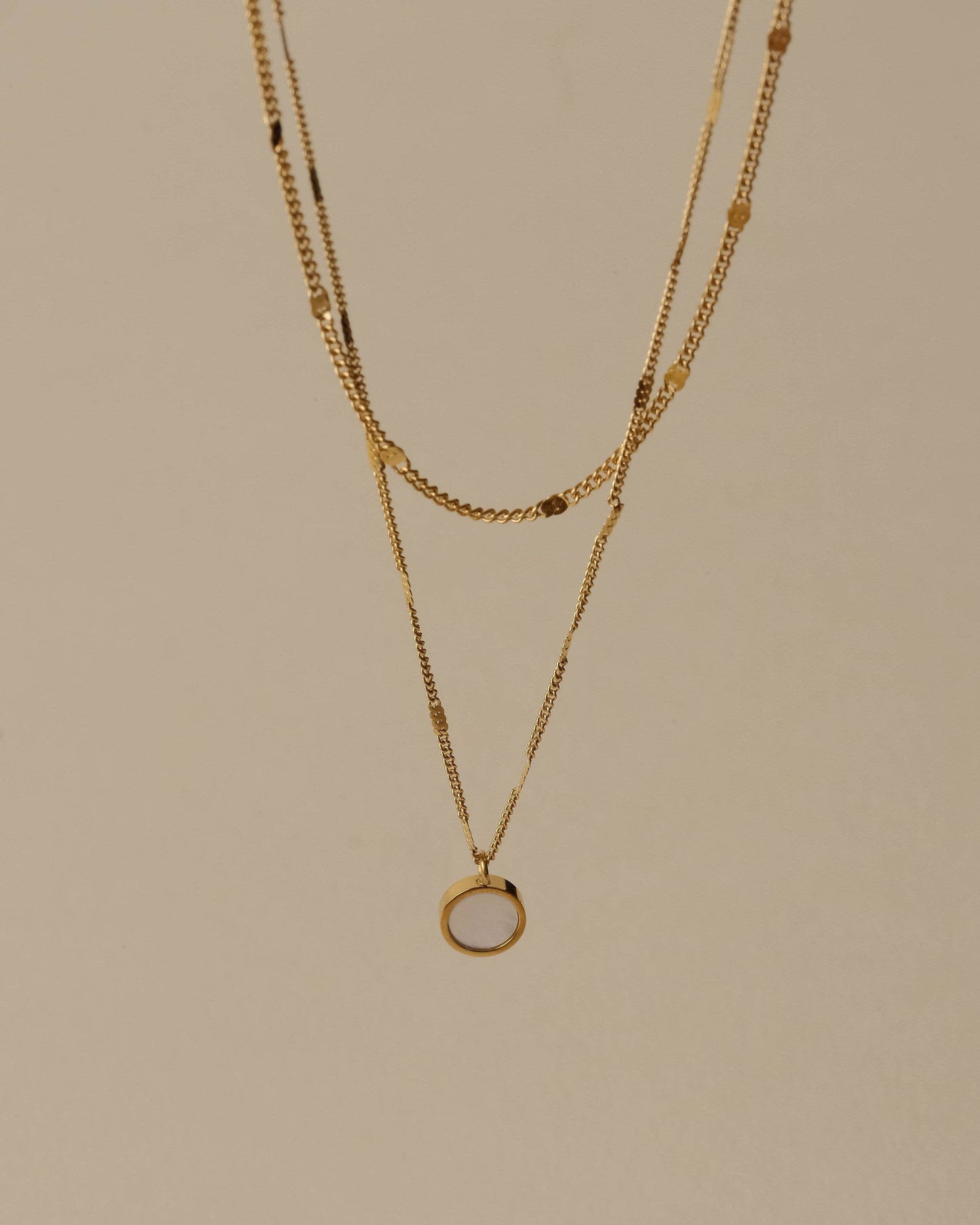 Sara Dual Chain Opal Shell Pendant Necklace - NecklacesHunter & HareFR-DCOSPMisiyo Candle Co