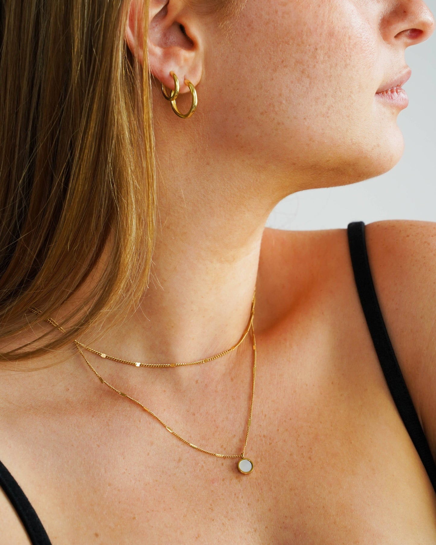 Sara Dual Chain Opal Shell Pendant Necklace - NecklacesHunter & HareFR-DCOSPMisiyo Candle Co