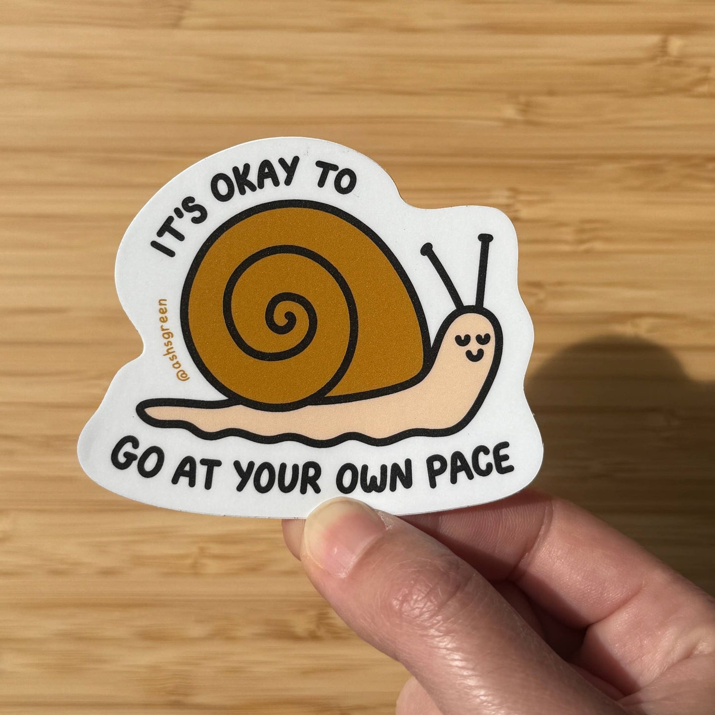 Snail Vinyl Sticker | "it's okay to go at your own pace" - StickersAshleigh Green StudiosMisiyo Candle Co