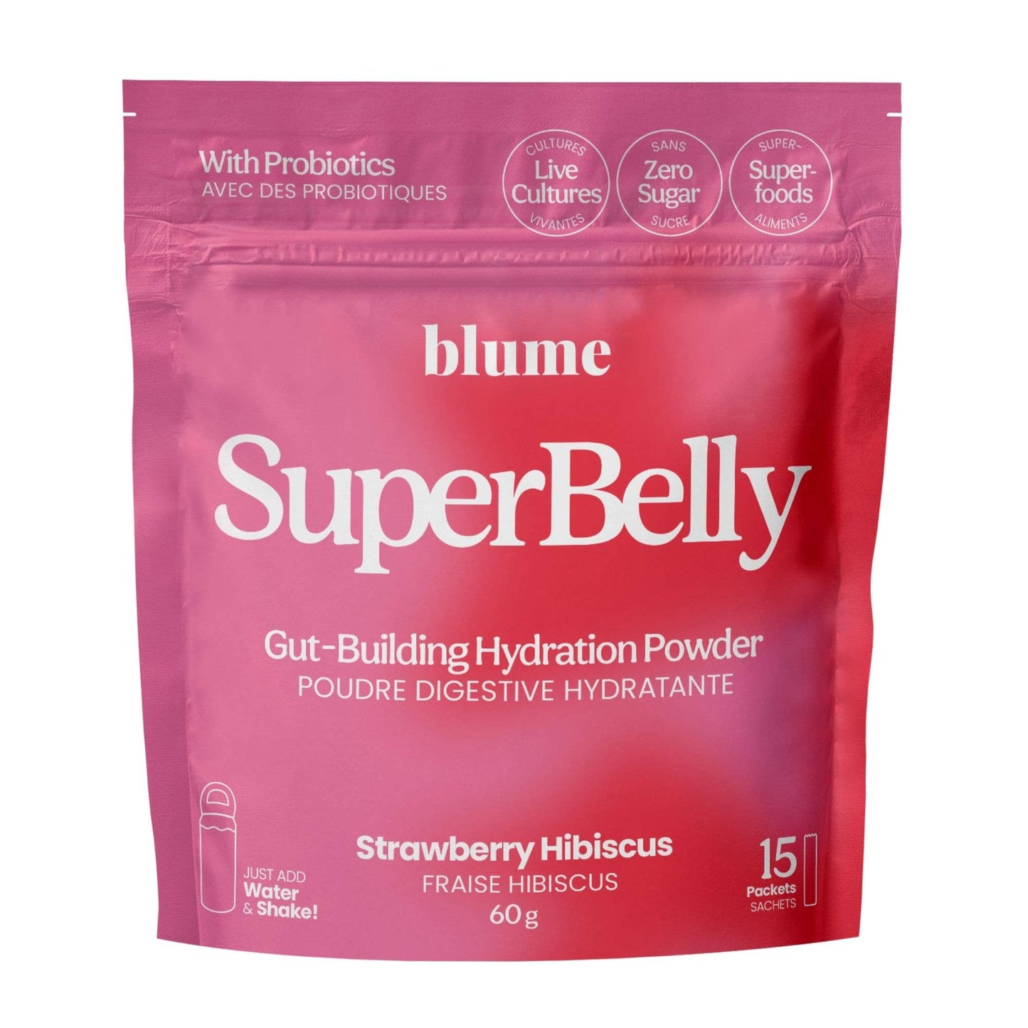Strawberry Hibiscus SuperBelly | Probiotic Hydration Beverage Mix - BeveragesBlumeSH-SS-15CT-CAMisiyo Candle Co
