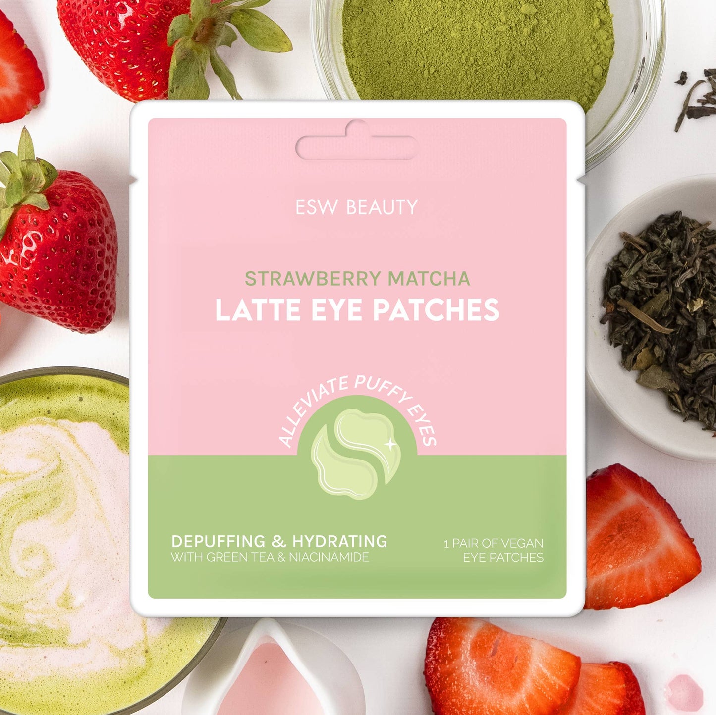 Strawberry Matcha Eye Patches | hydrate & de-puff - SkincareESW BeautyE0290Misiyo Candle Co