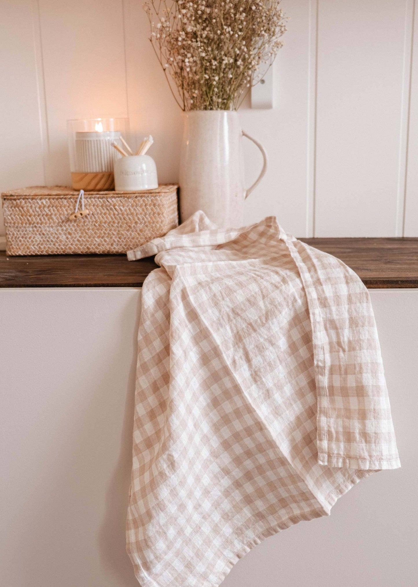 Tea Towel in Soft Linen - Tea TowelsMimi & AugustLinen Towel - Checkered PatternMisiyo Candle Co