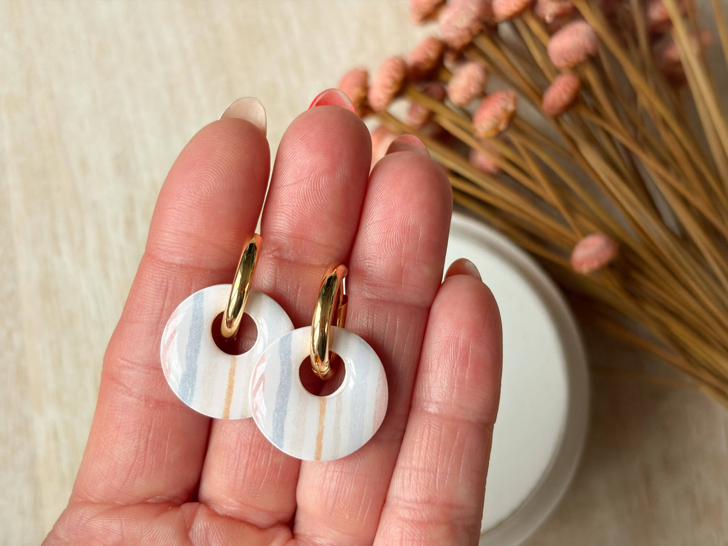 Vintage Stripe Hoop Earrings - EarringsAgaveh girlMisiyo Candle Co