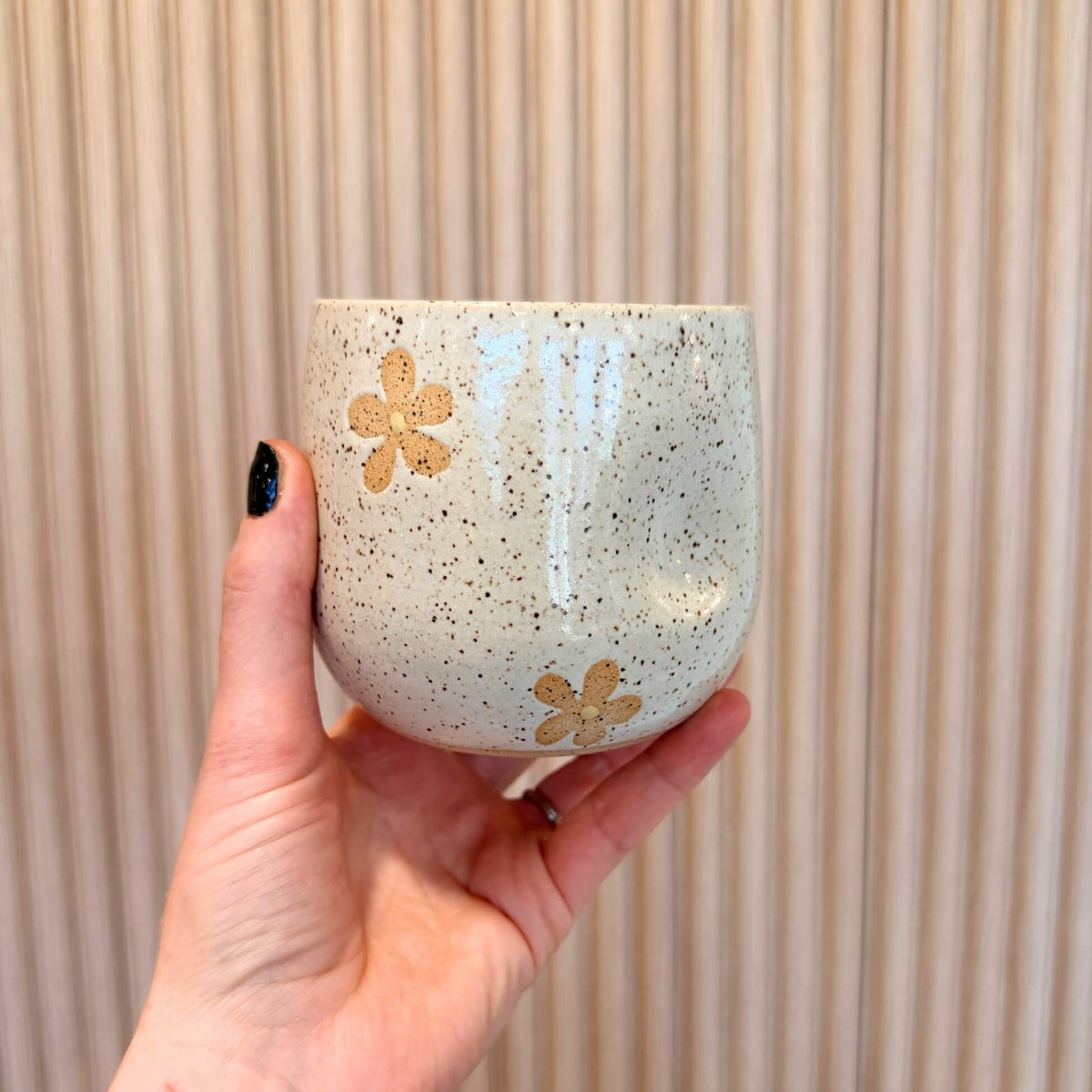 White Daisy Thumb Cup Mug | handcrafted ceramics - PotteryCeramics By Stephcbs-0036Misiyo Candle Co