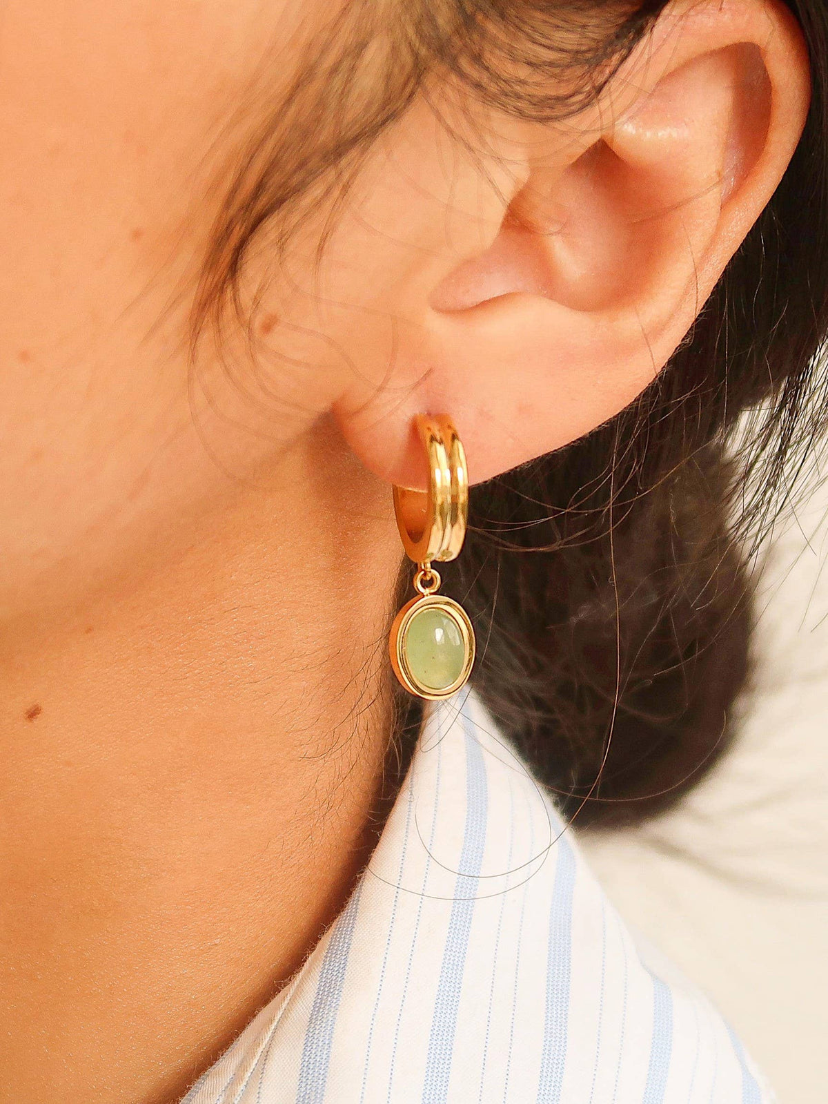 Whitnee Dainty Round Stone Dangle Earring - EarringsFlânerie by MAIQ122103100088Misiyo Candle Co