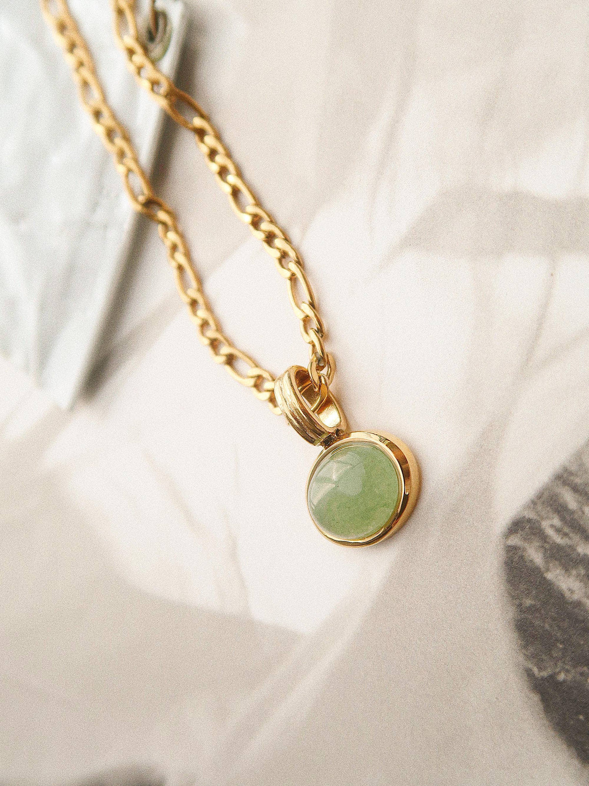 Winslow Green Stone Pendant Chain Necklace - NecklacesFlânerie by MAIQ122103000111Misiyo Candle Co