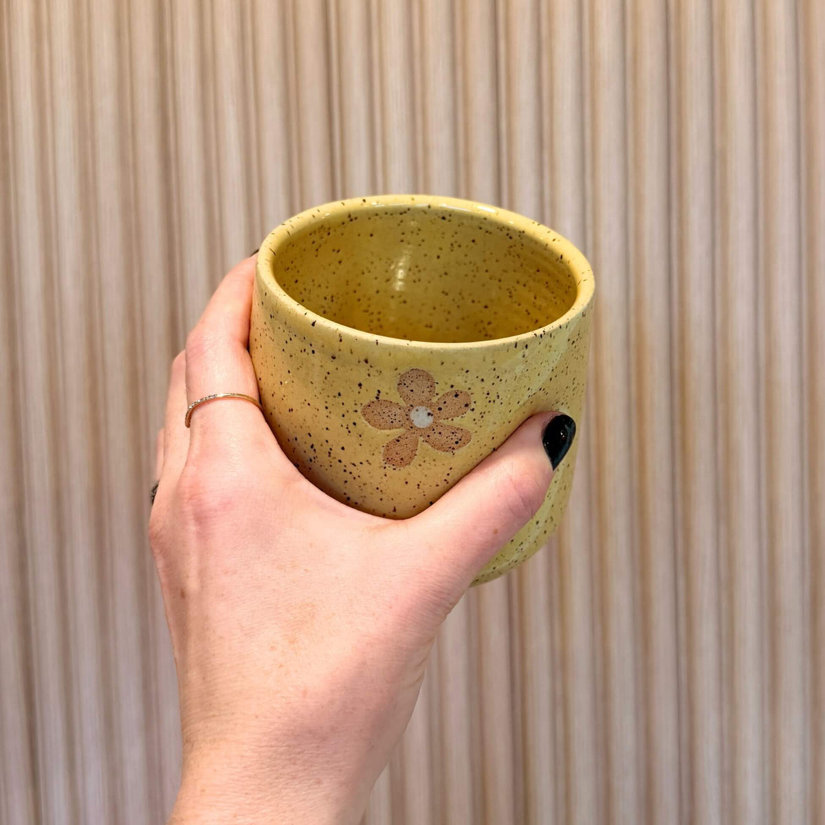 Yellow Daisy Thumb Cup Mug | handcrafted ceramics - PotteryCeramics By StephCBS-0051Misiyo Candle Co