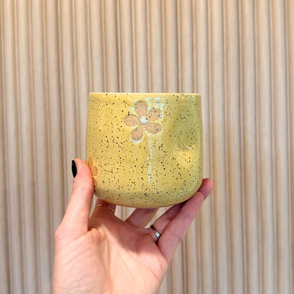 Yellow Daisy Thumb Cup Mug | handcrafted ceramics - PotteryCeramics By StephCBS-0051Misiyo Candle Co