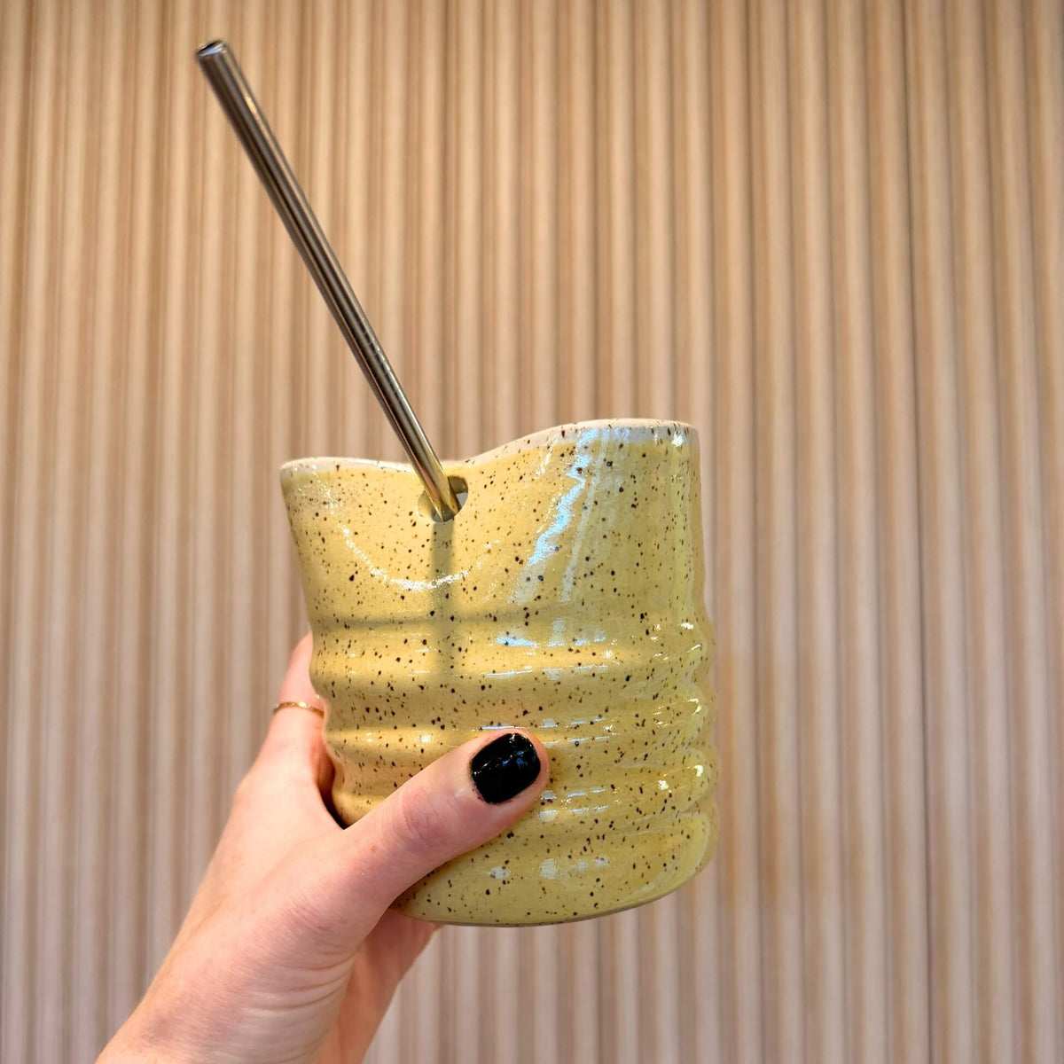 Yellow Glazed Straw Cup | handcrafted ceramics - PotteryCeramics By StephCBS-0047Misiyo Candle Co