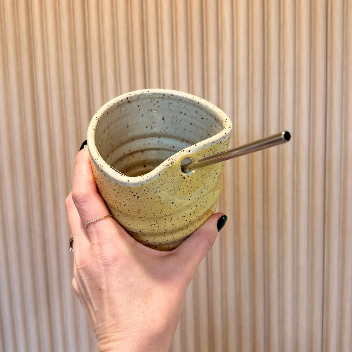 Yellow Glazed Straw Cup | handcrafted ceramics - PotteryCeramics By StephCBS-0047Misiyo Candle Co